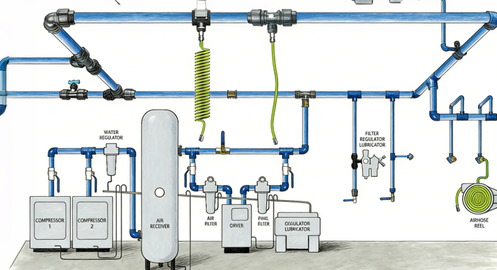 air compressor's piping system